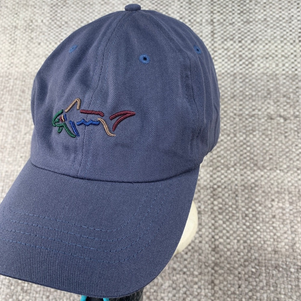 Greg Norman Baseball Cap Mens OS Navy Blue Embroidered Shark Logo Strapback Frat